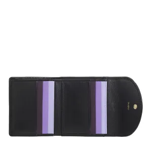 Dudu Women's Wallet In Small Soft Leather Small, Carecarter Pockets, Banknotes holder, Rear zipper For Coins, RFID wallets with colored button closure