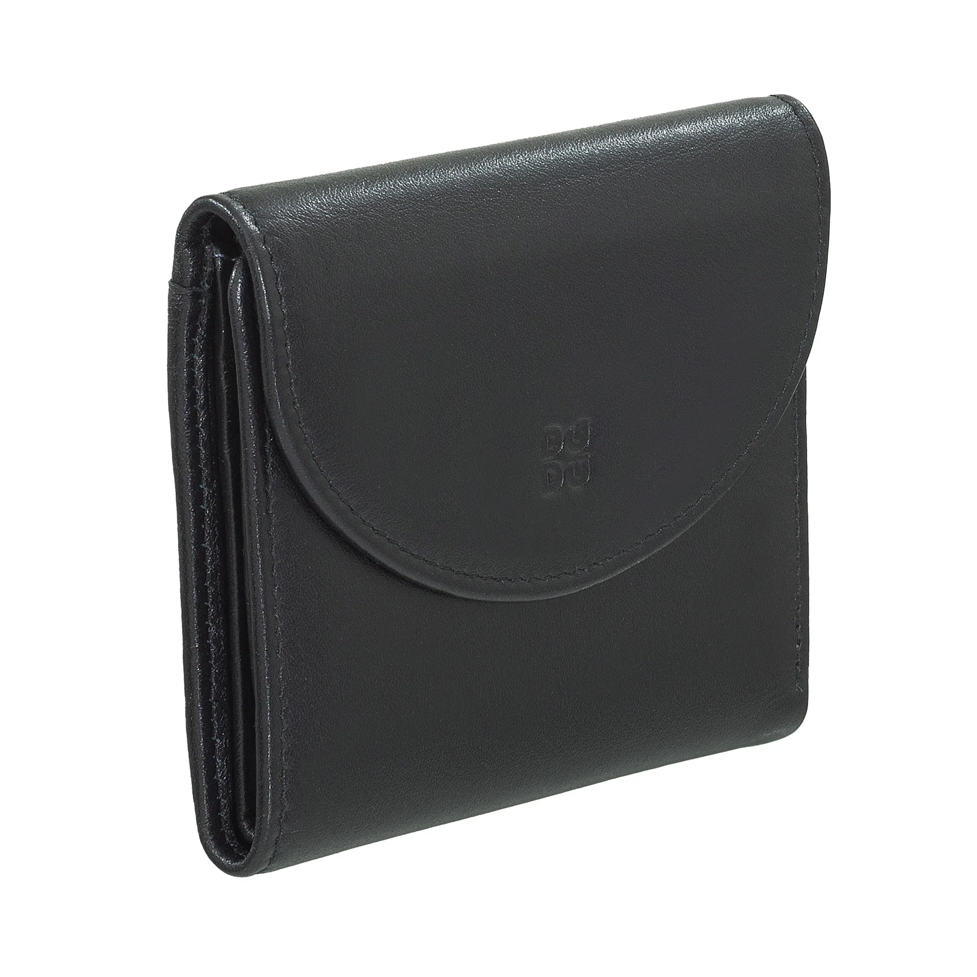 Dudu Women's Wallet In Small Soft Leather Small, Carecarter Pockets, Banknotes holder, Rear zipper For Coins, RFID wallets with colored button closure