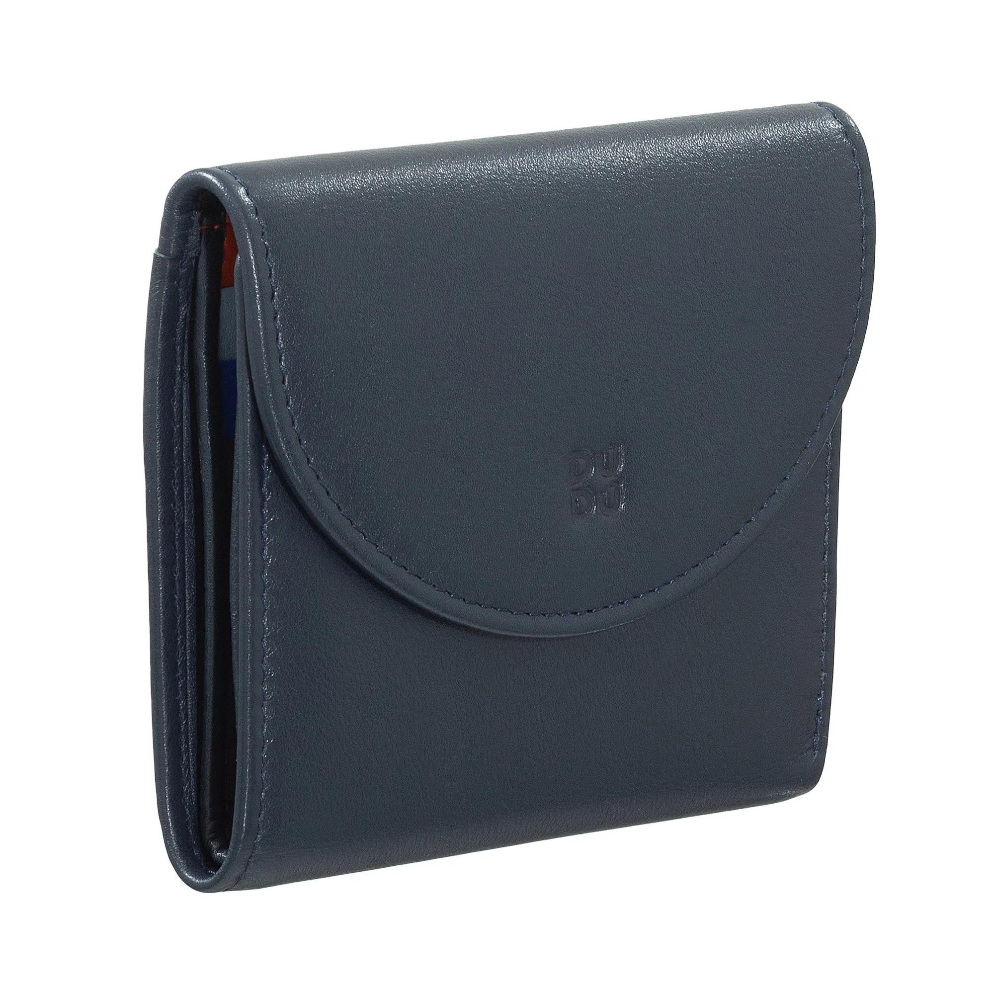 Dudu Women's Wallet In Small Soft Leather Small, Carecarter Pockets, Banknotes holder, Rear zipper For Coins, RFID wallets with colored button closure