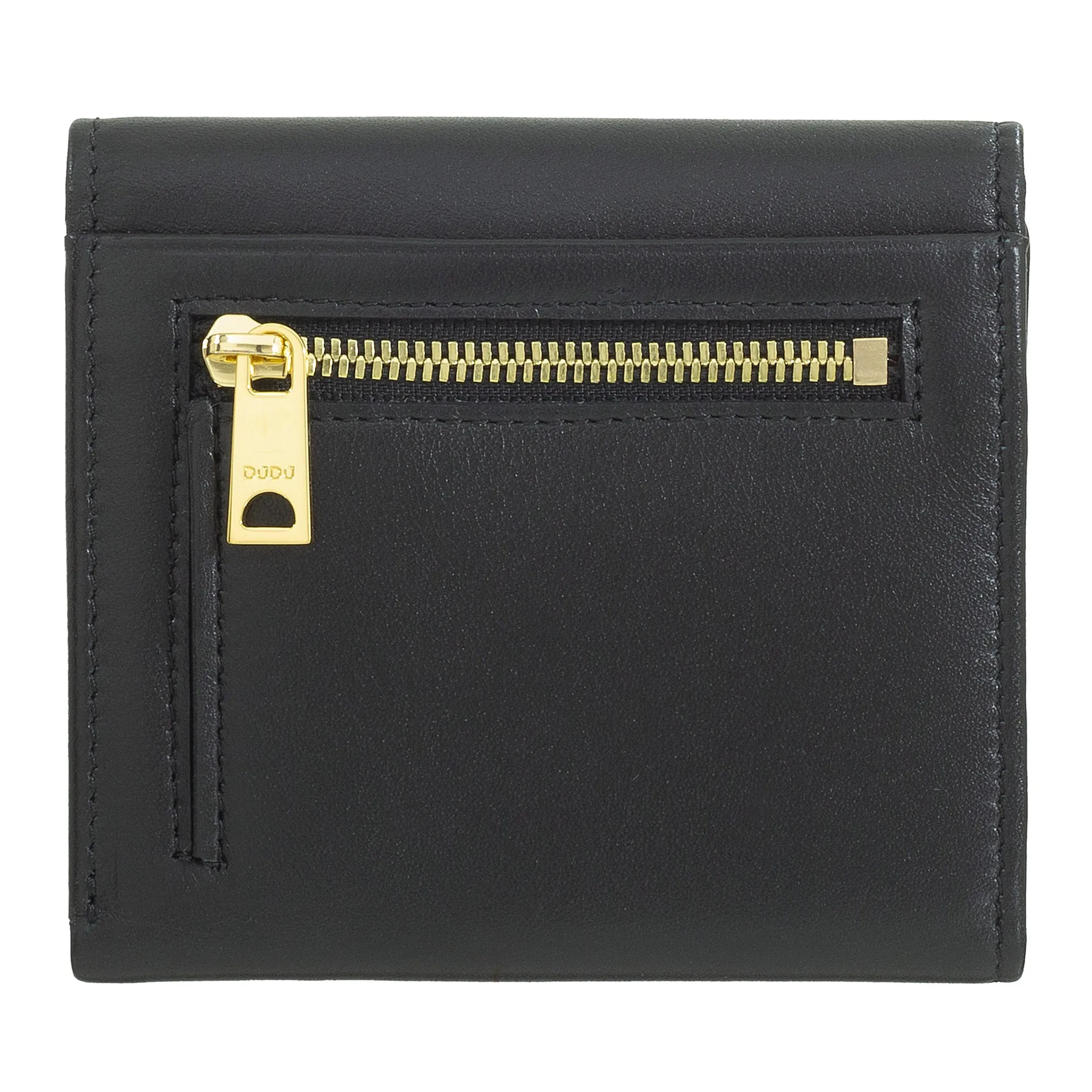 Dudu Women's Wallet In Small Soft Leather Small, Carecarter Pockets, Banknotes holder, Rear zipper For Coins, RFID wallets with colored button closure