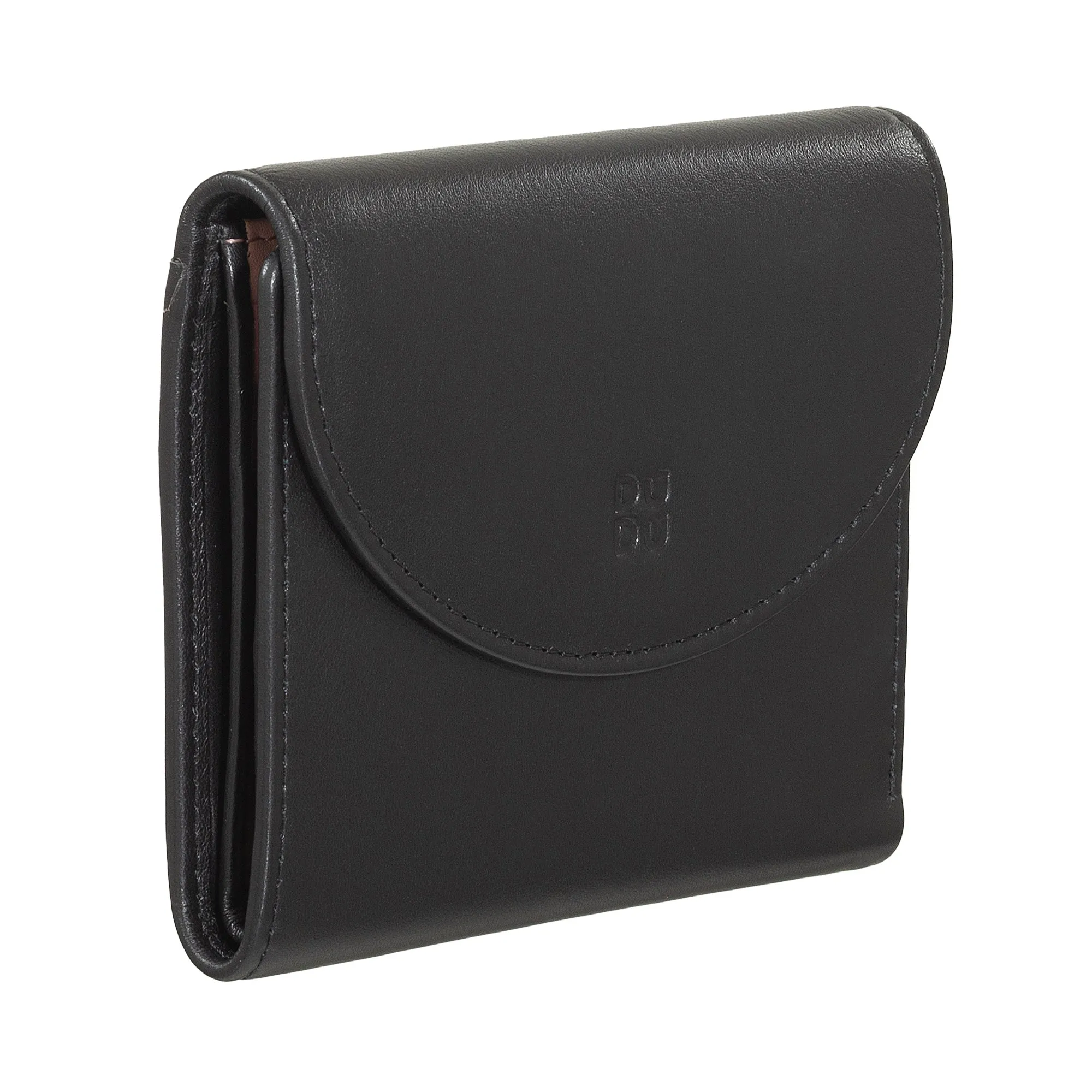 Dudu Women's Wallet In Small Soft Leather Small, Carecarter Pockets, Banknotes holder, Rear zipper For Coins, RFID wallets with colored button closure