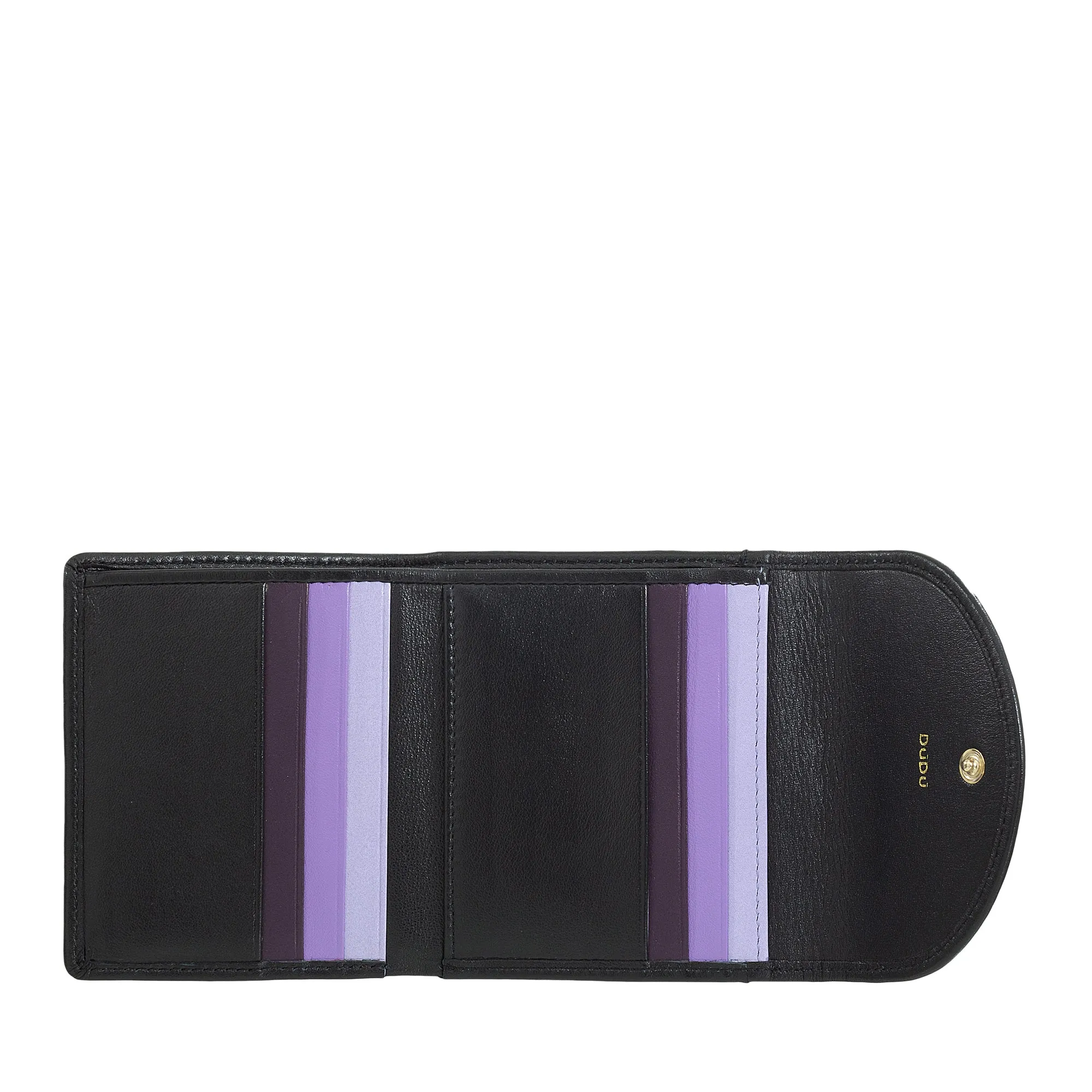 Dudu Women's Wallet In Small Soft Leather Small, Carecarter Pockets, Banknotes holder, Rear zipper For Coins, RFID wallets with colored button closure