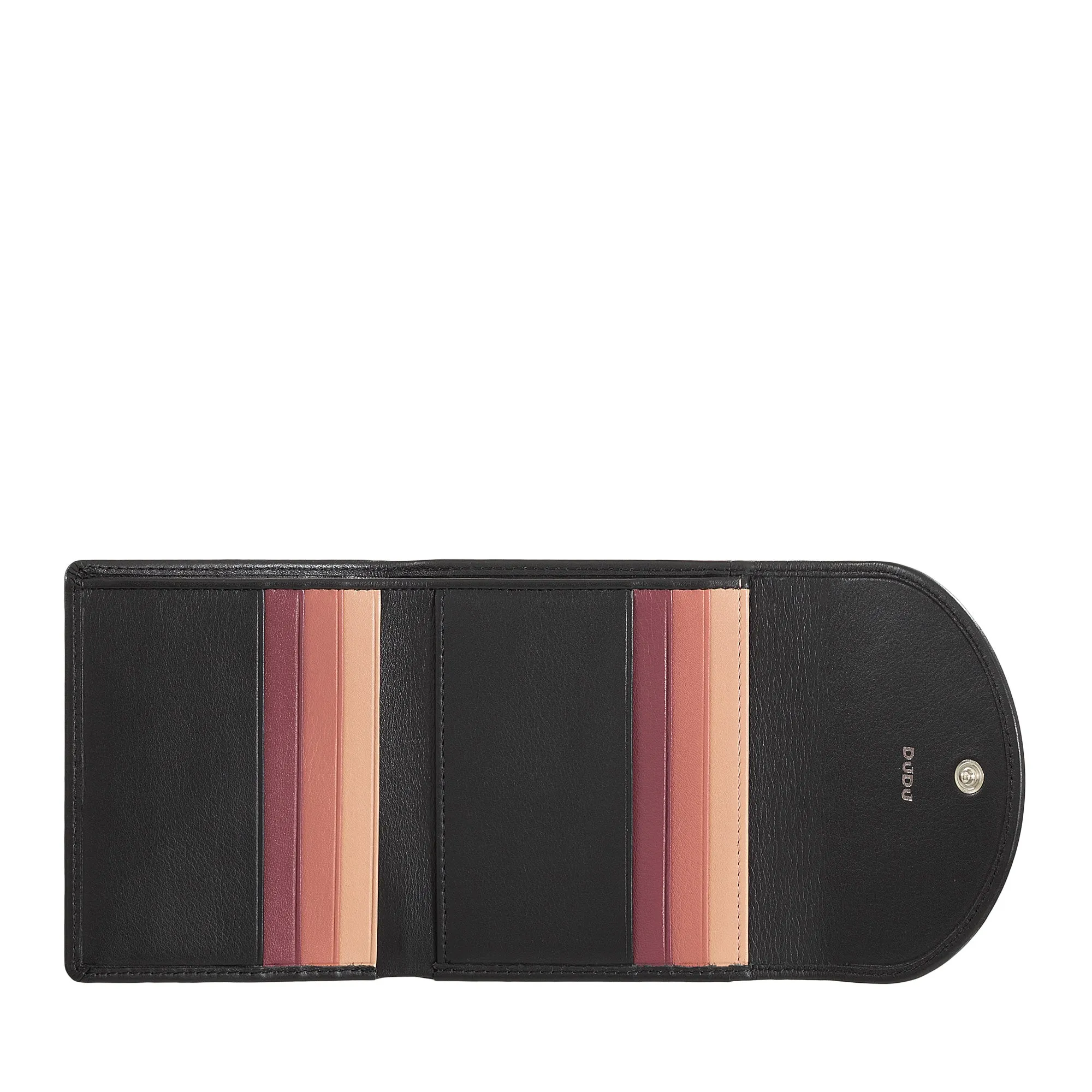 Dudu Women's Wallet In Small Soft Leather Small, Carecarter Pockets, Banknotes holder, Rear zipper For Coins, RFID wallets with colored button closure