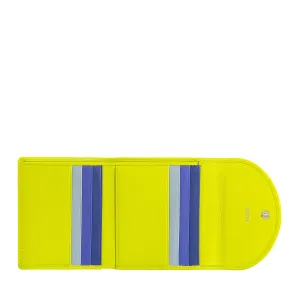 Dudu Women's Wallet In Small Soft Leather Small, Carecarter Pockets, Banknotes holder, Rear zipper For Coins, RFID wallets with colored button closure