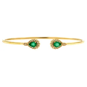 Emerald and Diamond Accented Open Bangle Bracelet