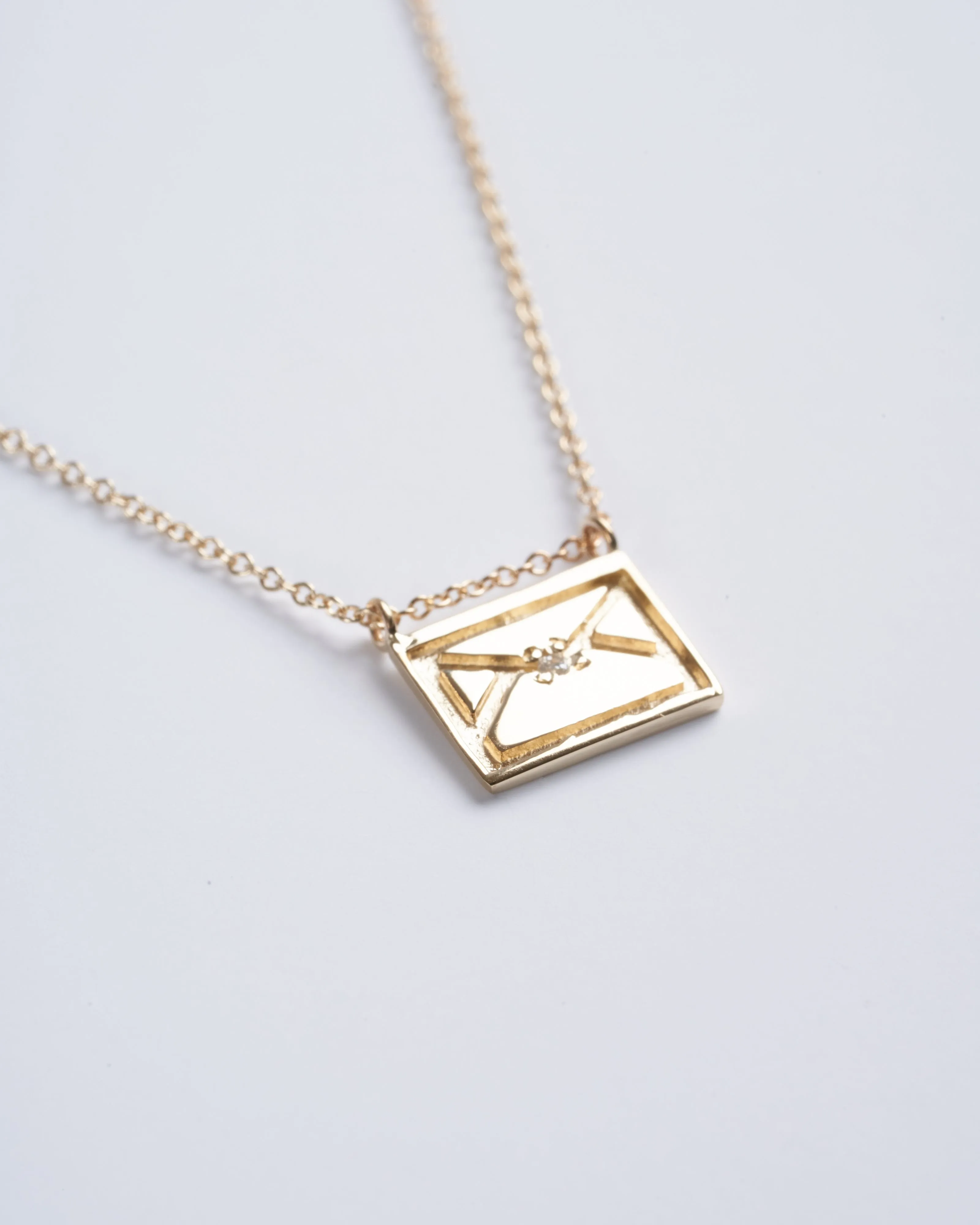 envelope postcard necklace - gold