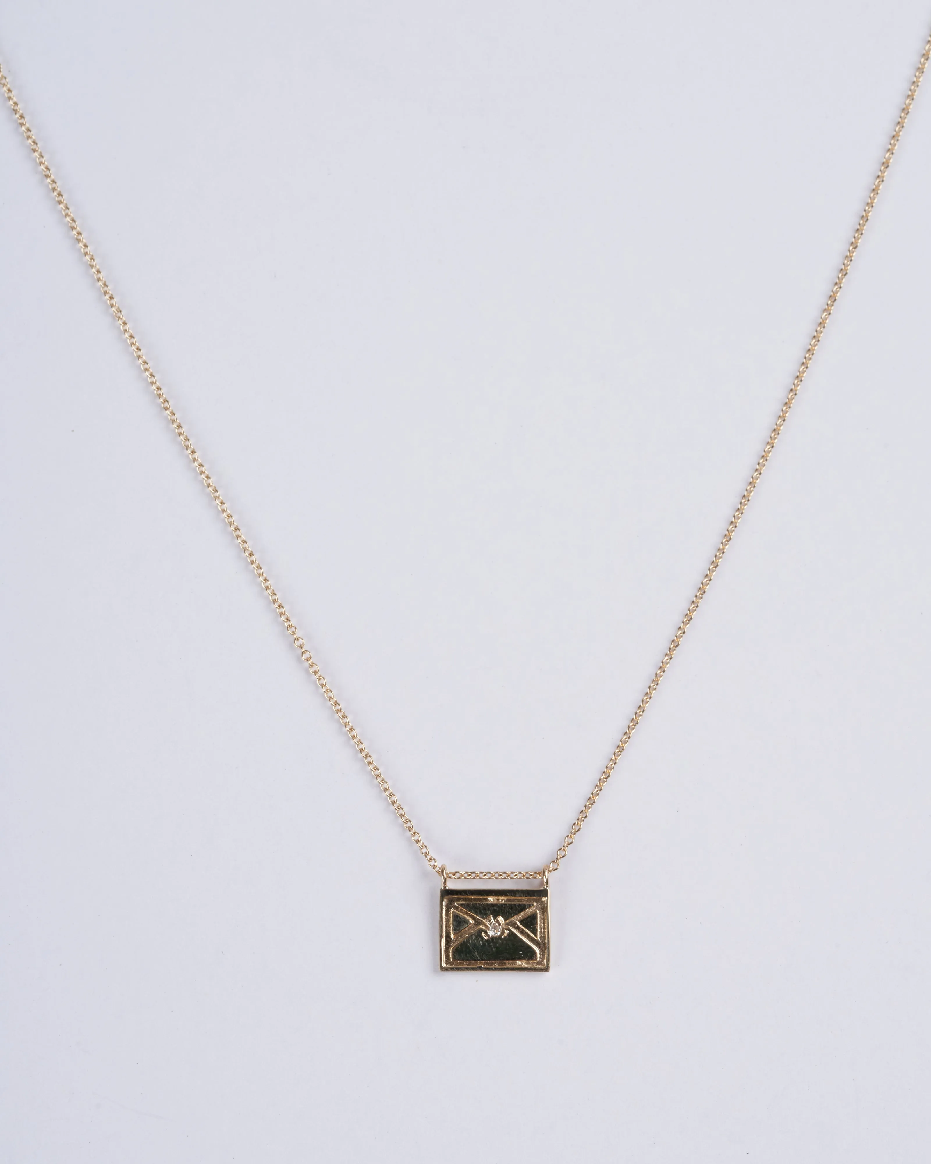envelope postcard necklace - gold