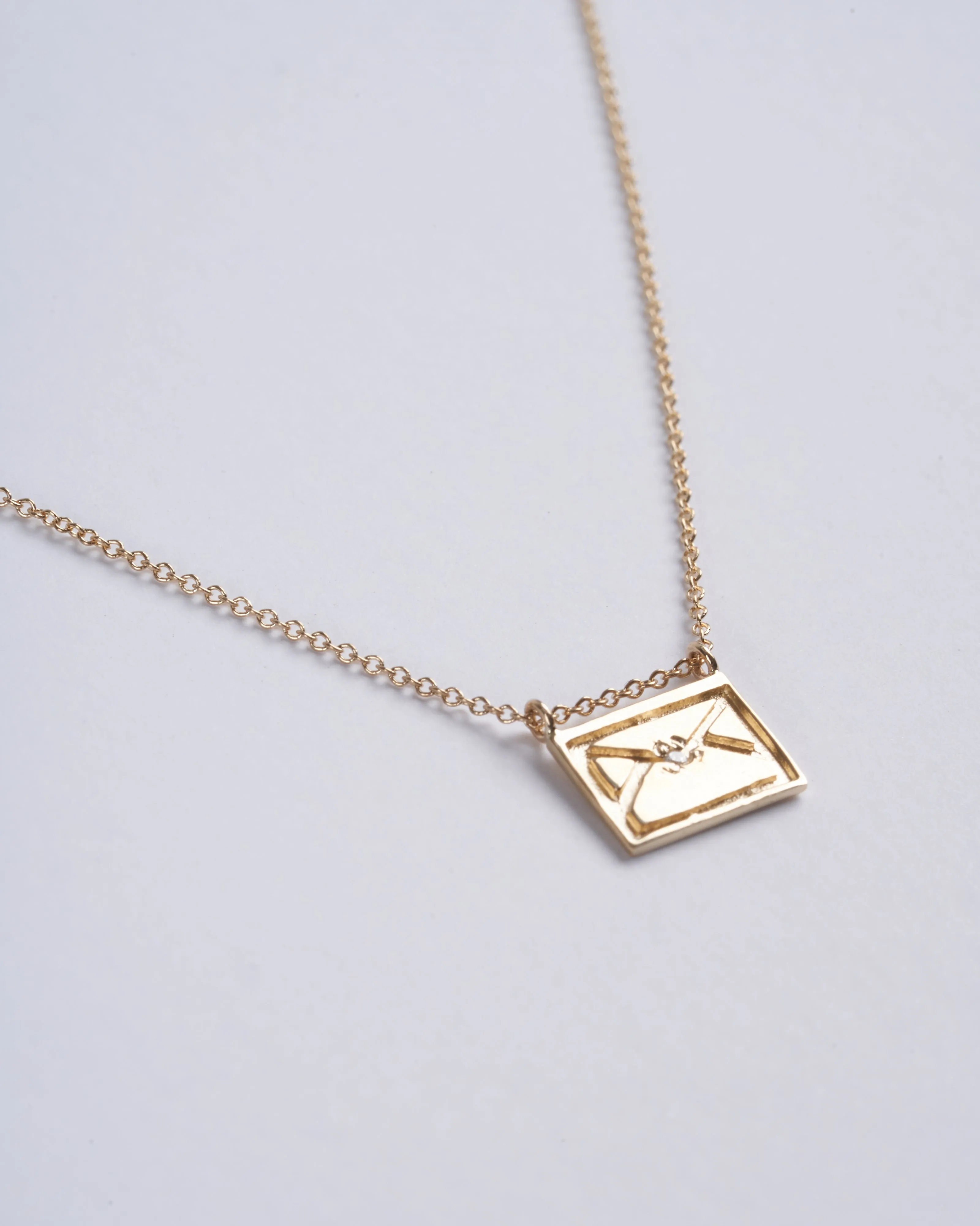 envelope postcard necklace - gold