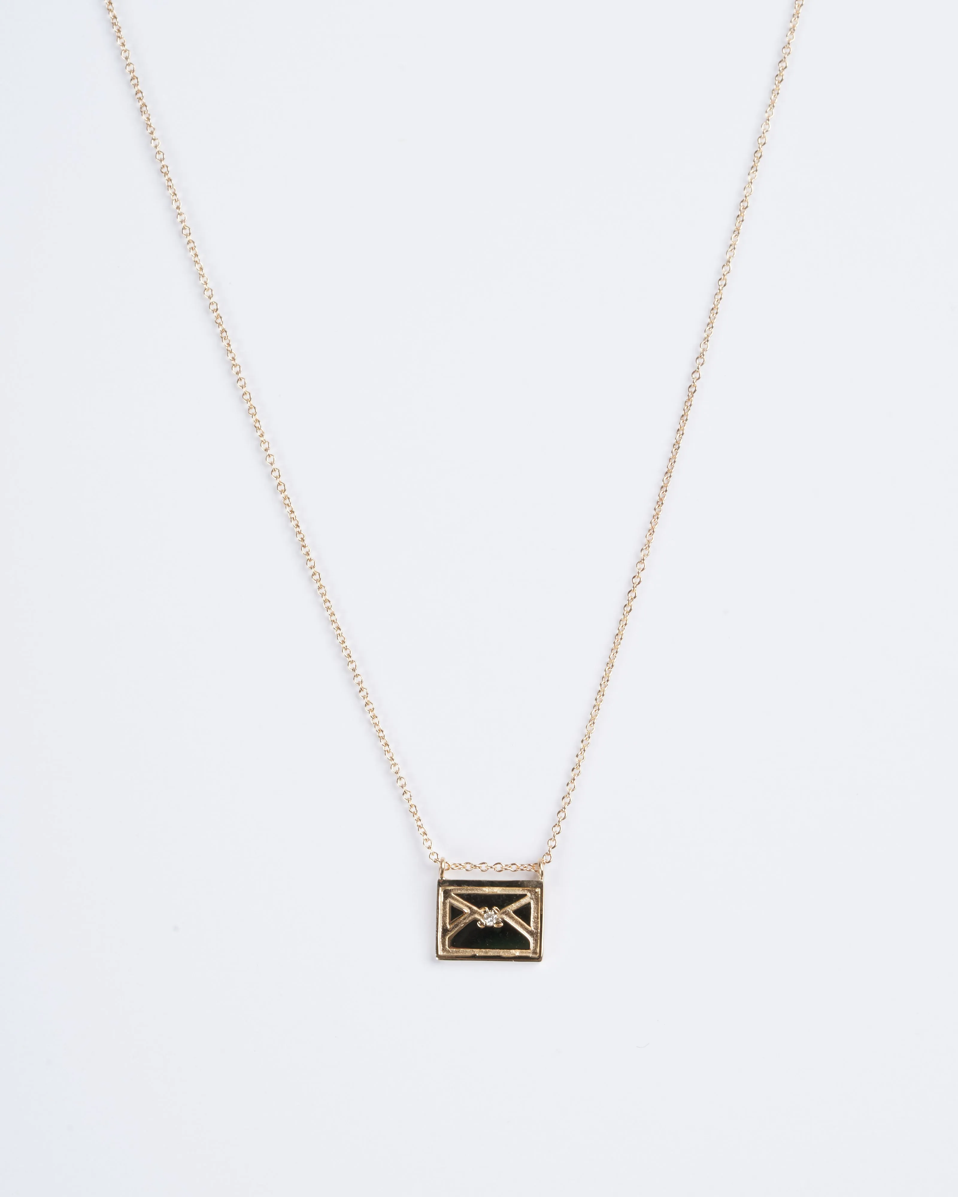 envelope postcard necklace - gold