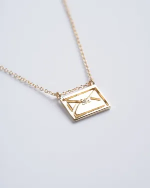 envelope postcard necklace - gold