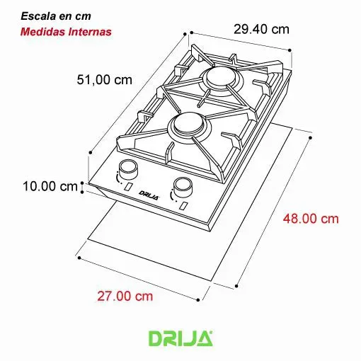 Estufa A Gas 2 Quemadores Toscana 30