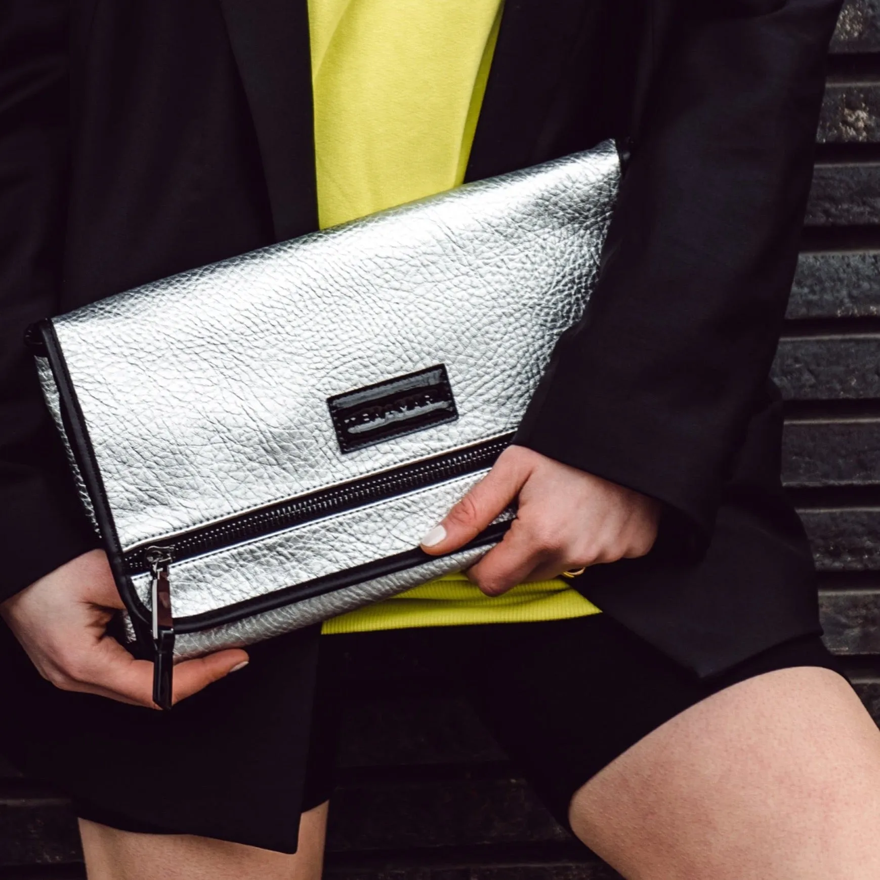 Etta Fold-Away Change Mat Clutch (Silver)