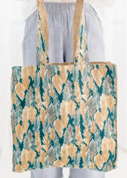 Everyday Tote- Aqua Feather