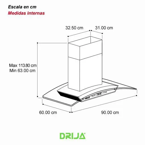 Extractor De Grasa Acero Prisma Isla Touch 90 cm