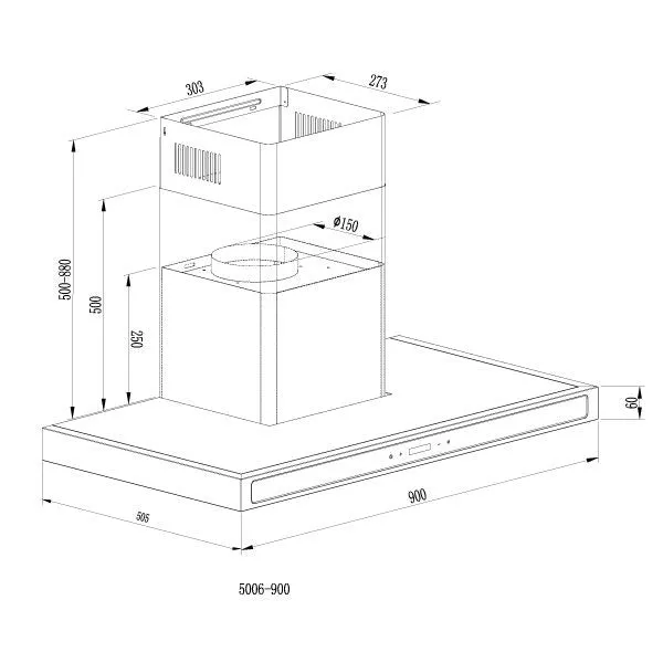 Extractor De Grasa Tipo Chimenea Quadrato 90