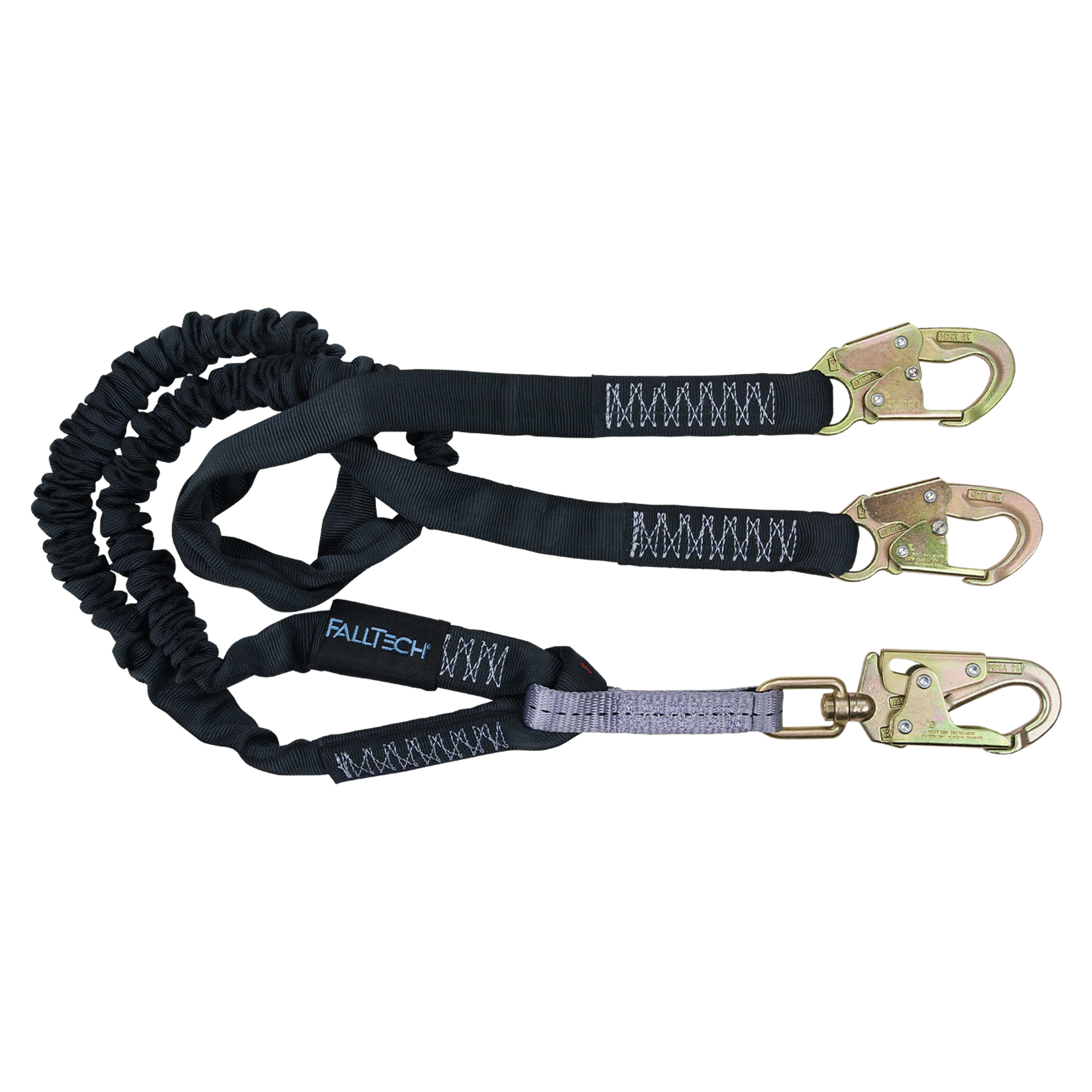 FallTech 8246Y 6' Heavyweight® Energy Absorbing Lanyard, Double-leg with Steel Snap Hooks (each)