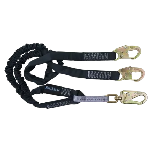 FallTech 8246Y 6' Heavyweight® Energy Absorbing Lanyard, Double-leg with Steel Snap Hooks (each)