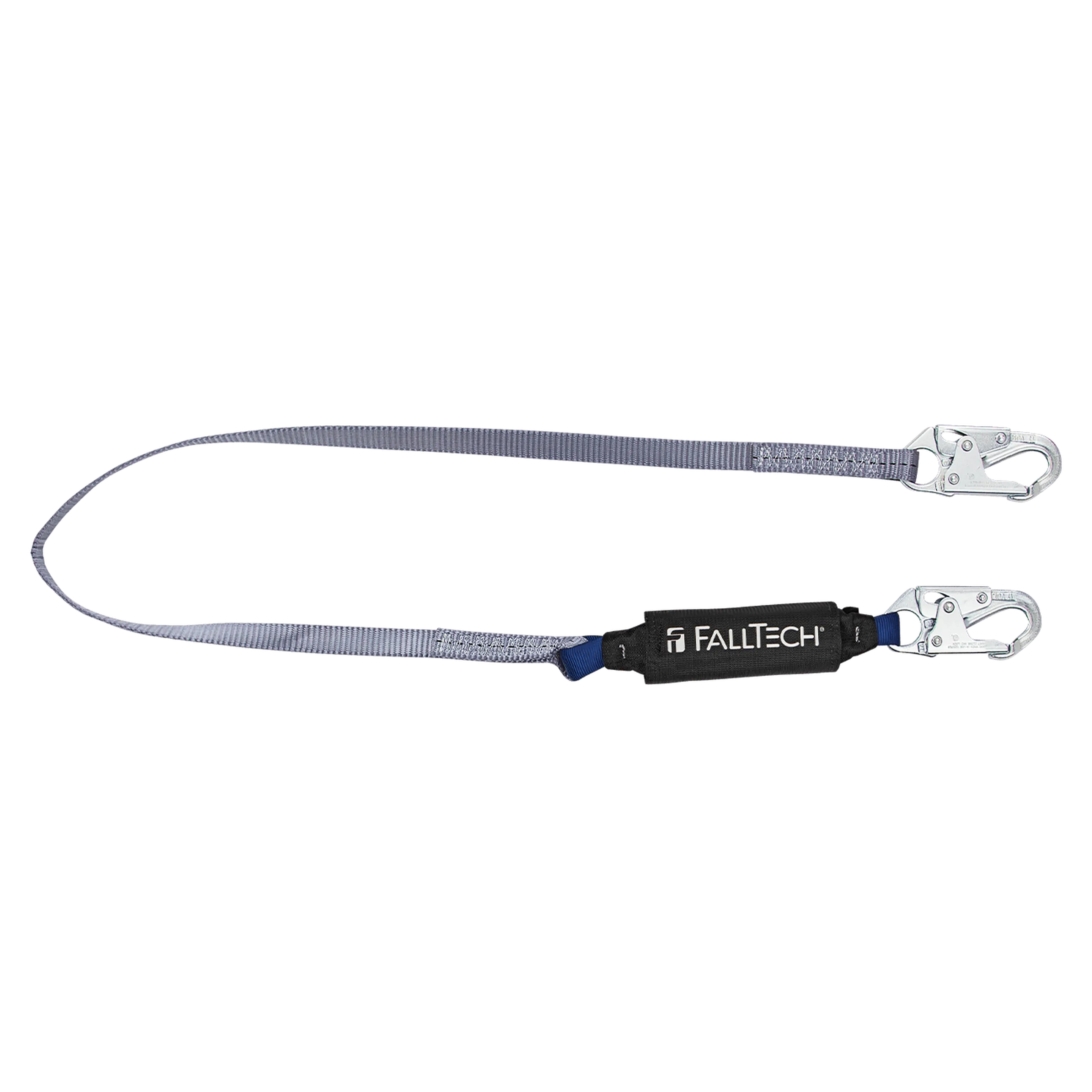 FallTech 8256 6' ViewPack® Energy Absorbing Lanyard, Single-leg with Steel Snap Hooks (each)