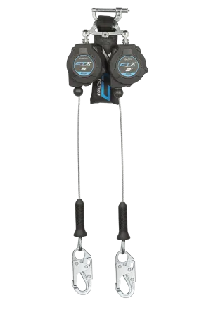 FallTech 83208TP1 8' CTX™ Cable Class 2 Leading Edge Personal SRL-P, Twin-leg with Steel Snap Hooks