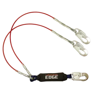 FallTech 8354LEYA 6' Leading Edge Cable Energy Absorbing Lanyard, Double-leg with Aluminum Snap Hooks (each)