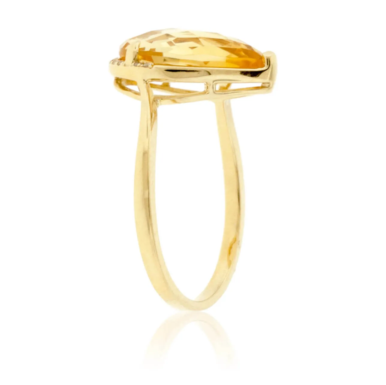 Fancy Cut Pear Citrine and Diamond Halo Ring