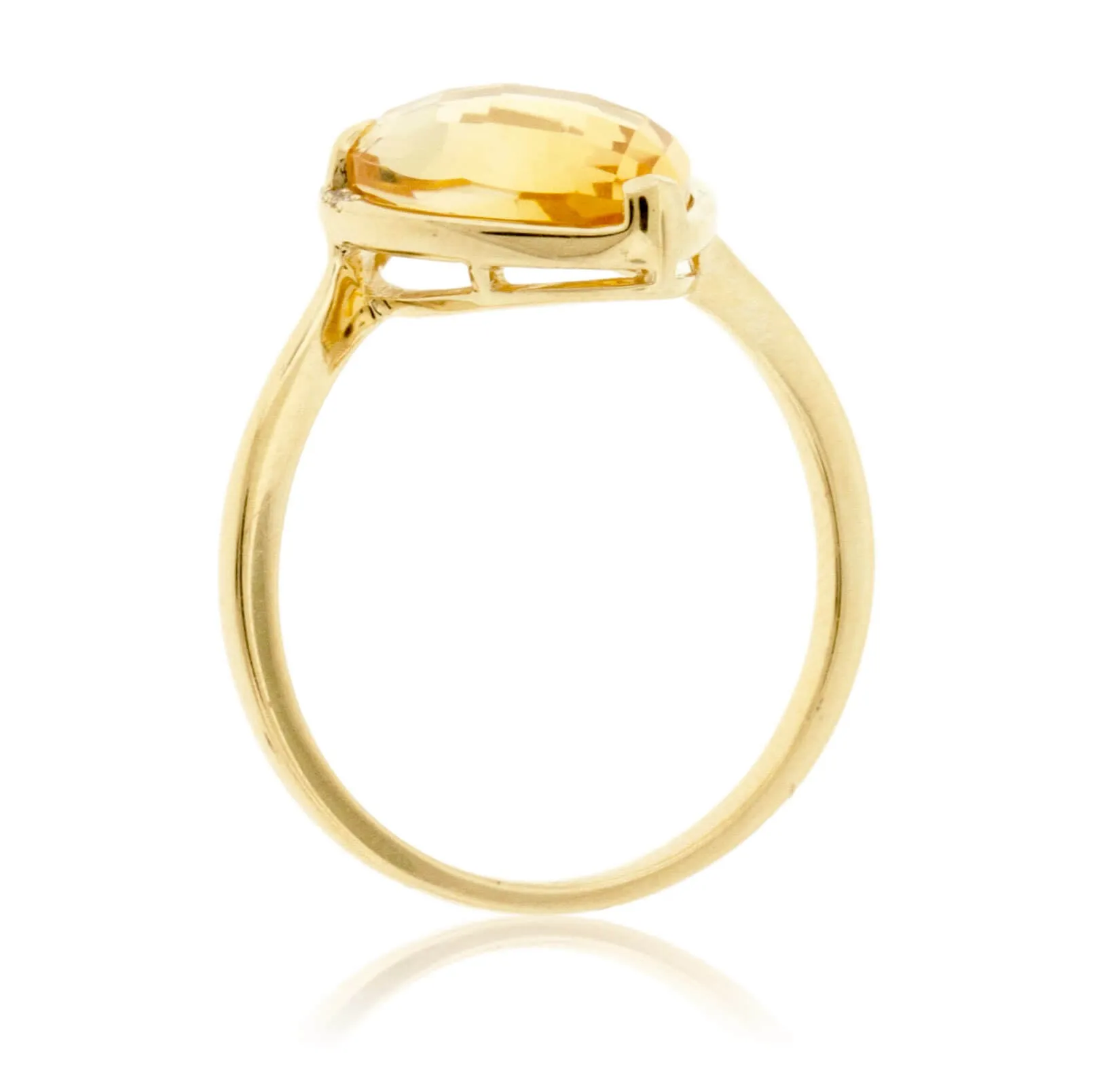 Fancy Cut Pear Citrine and Diamond Halo Ring