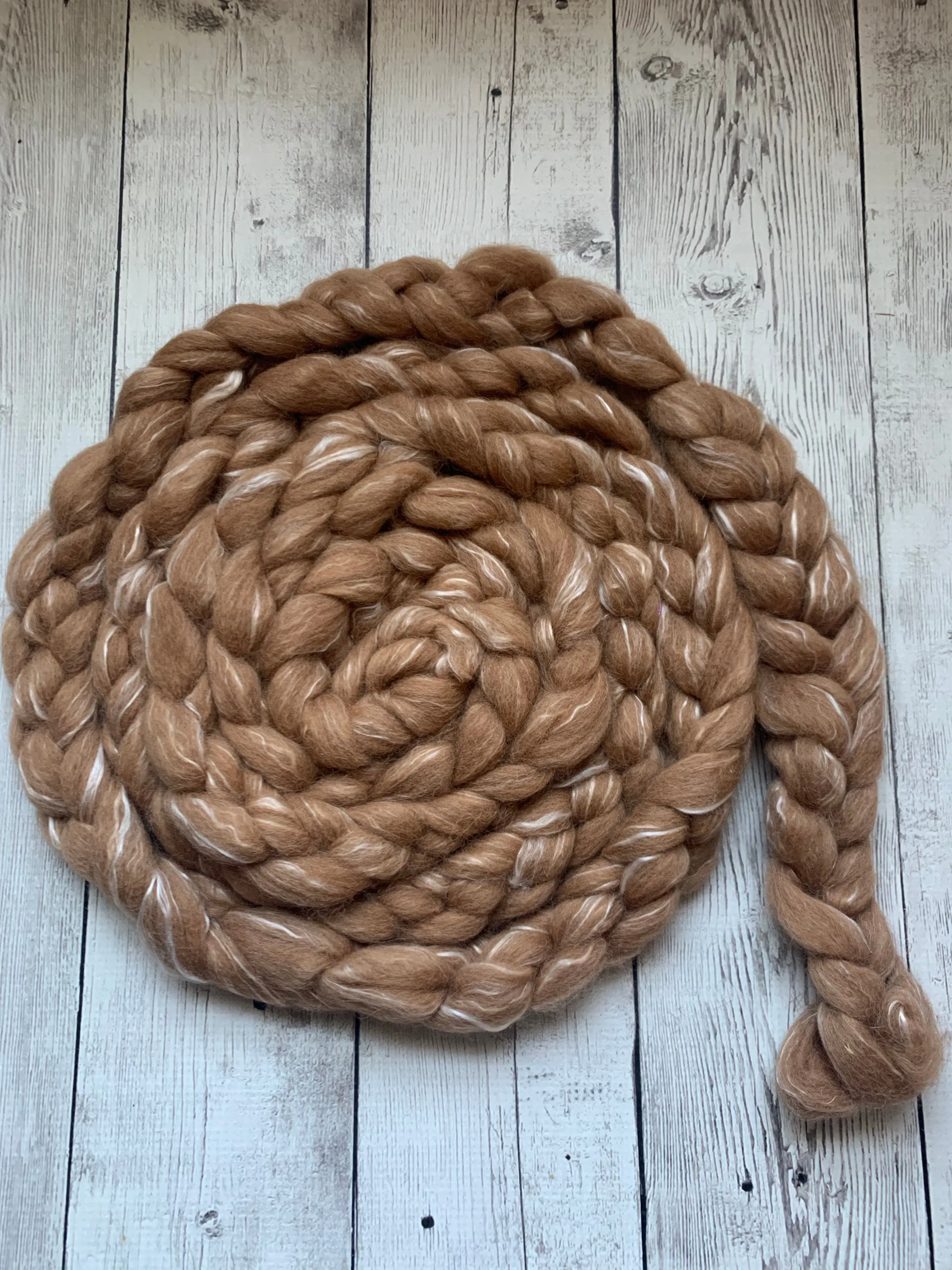 FARM ROVING - Baby Alpaca / Merino / Silk - Roving from ESTHER - Light Fawn