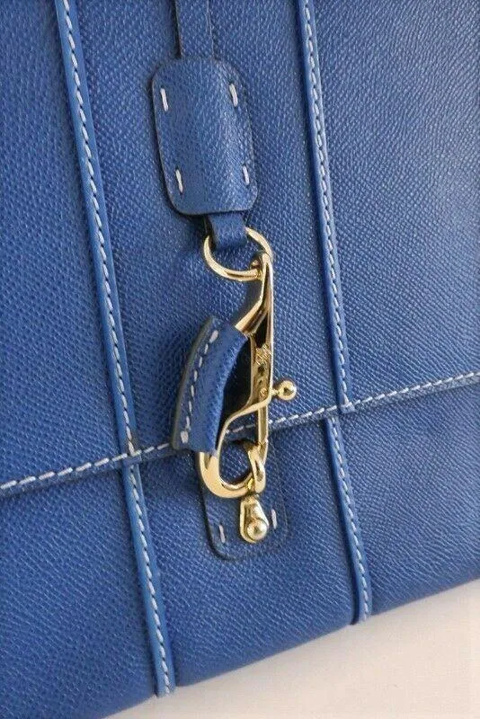Fay Envelope Clutch Blue Leather Lobster Clasp Bag NEW