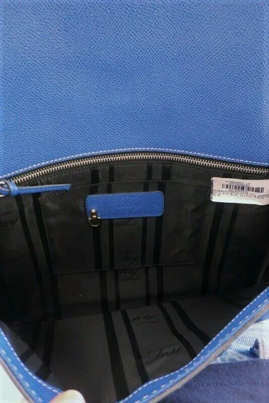 Fay Envelope Clutch Blue Leather Lobster Clasp Bag NEW