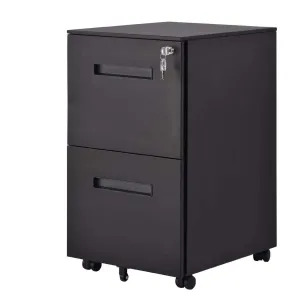 File Cabinet Mobile 2 Drawer Metal Pedestal Filing Cabinets with Lock Key 5 Rolling Casters Fully Assembled Home Office Modern Vertical Hanging Folders A4 Letter Legal Size