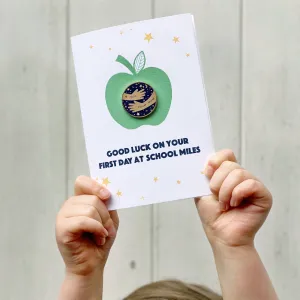 First Day At School 'A Hug From' Pin Badge Apple Card