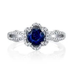 Floral Blue Sapphire & Diamond Ring