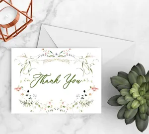 Floral Garden Border Thank You Cards