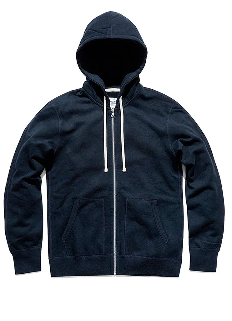 Full Zip Hoodie Midweight Terry Navy