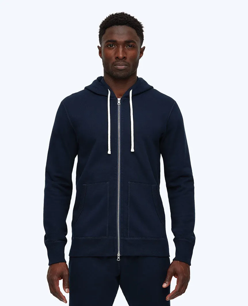 Full Zip Hoodie Midweight Terry Navy