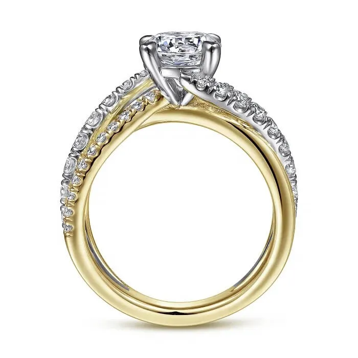 Gabriel & Co. 14K White-Yellow Gold Round Diamond Engagement Ring ER12337R6M44JJ