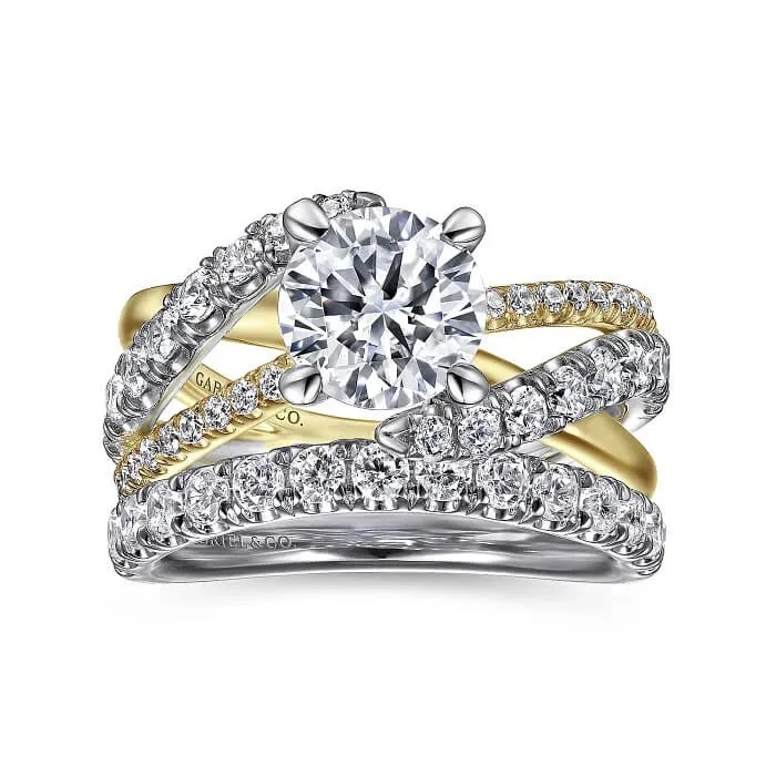 Gabriel & Co. 14K White-Yellow Gold Round Diamond Engagement Ring ER12337R6M44JJ