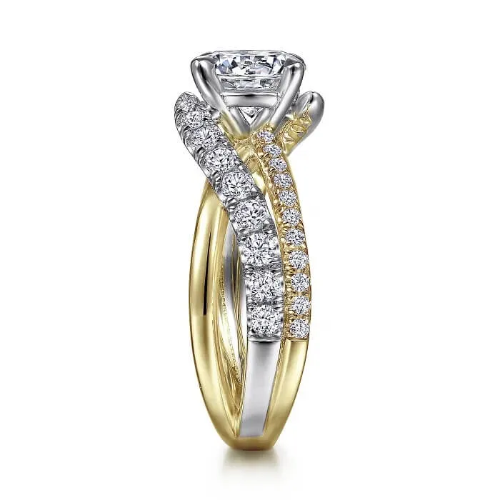 Gabriel & Co. 14K White-Yellow Gold Round Diamond Engagement Ring ER12337R6M44JJ