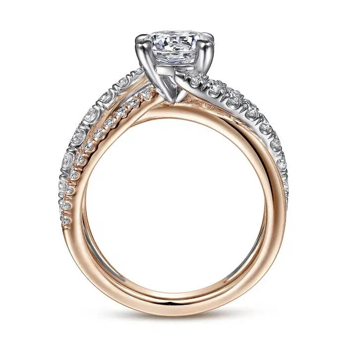 Gabriel & Co. Two-Tone Round Free Form Diamond Engagement Ring ER12337R6T44JJ