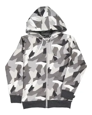 Geometric Camo Zip Hooded Jacket