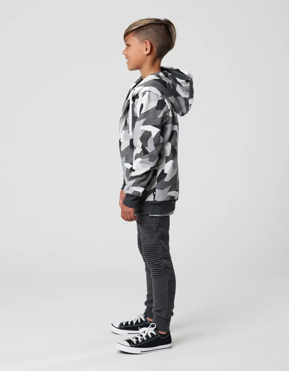 Geometric Camo Zip Hooded Jacket