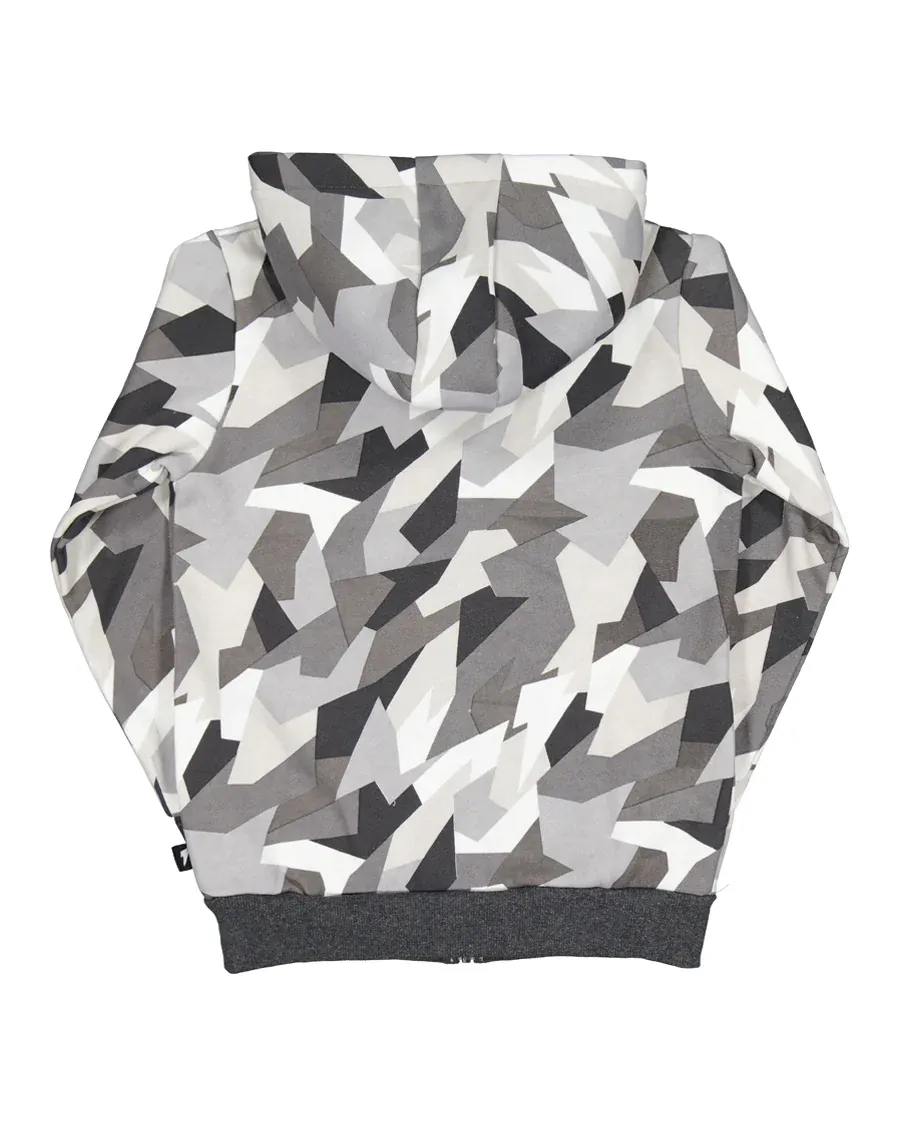 Geometric Camo Zip Hooded Jacket
