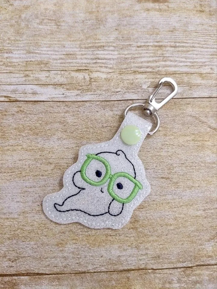 Ghost Glasses Snap tab (single and multi files included) machine embroidery design DIGITAL DOWNLOAD
