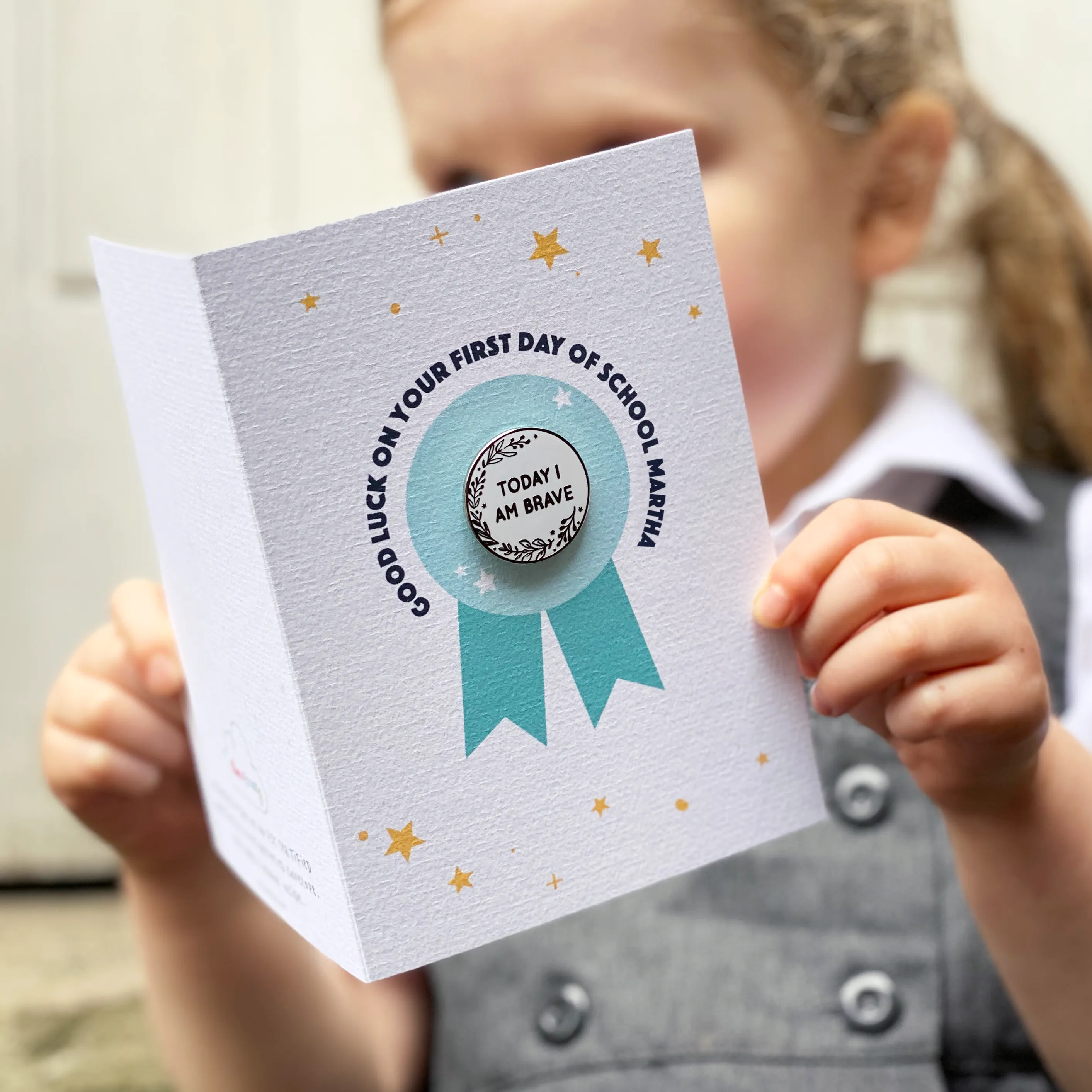 Good Luck At School 'Today I Am' Pin Badge Card