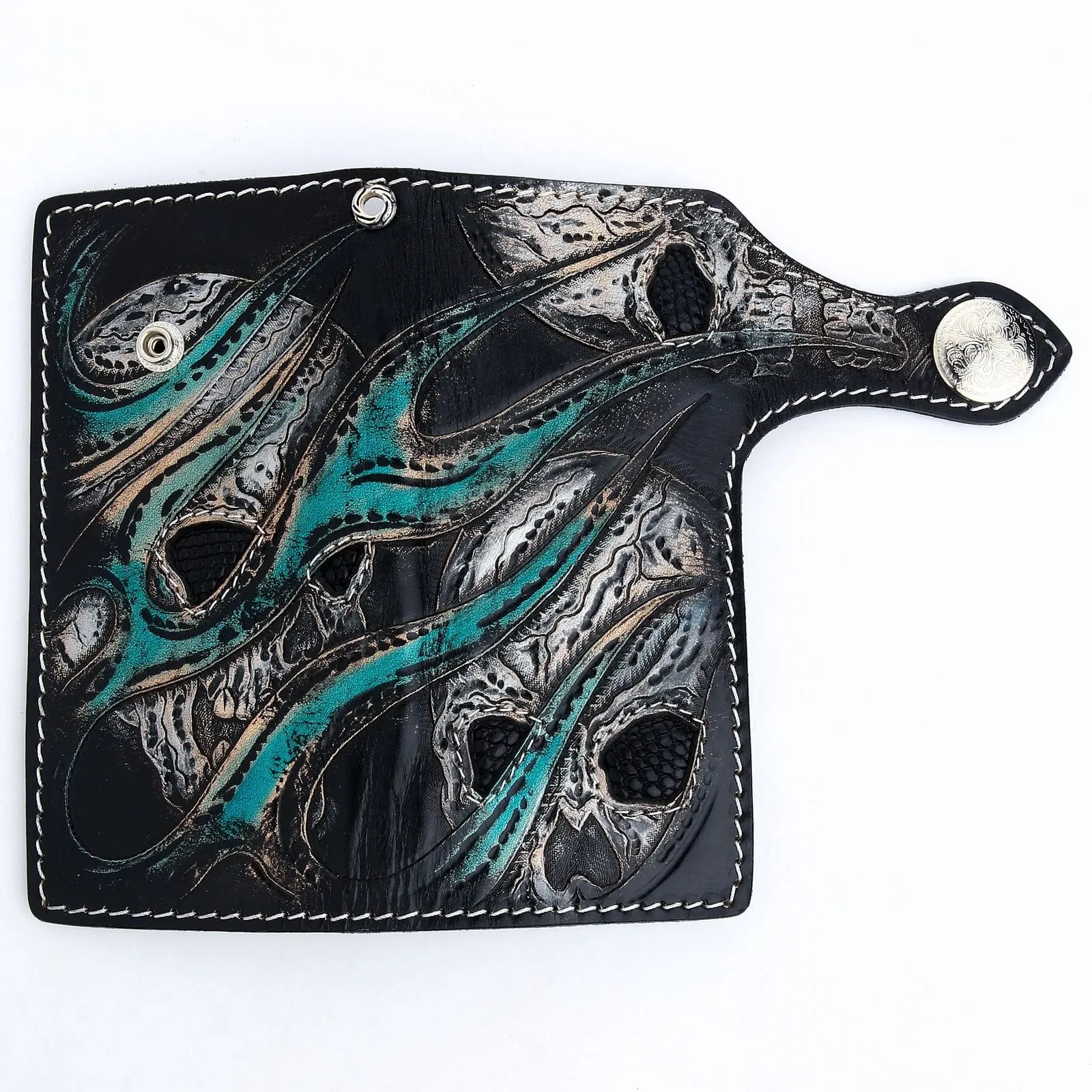Green Devil Lizard Leather Biker Wallet
