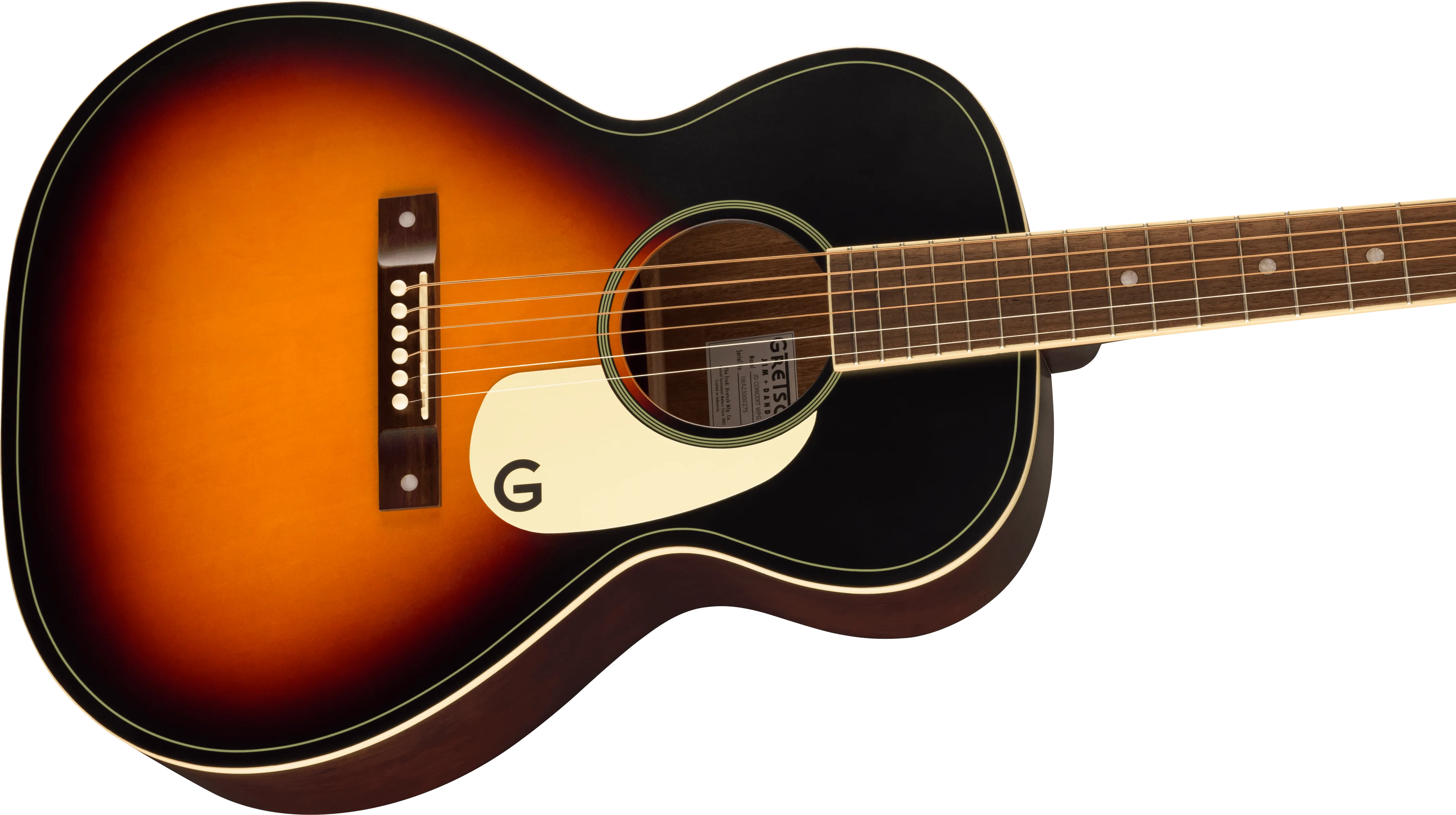 Gretsch Jim Dandy™ Concert, Walnut Fingerboard, White Pickguard, Rex Burst