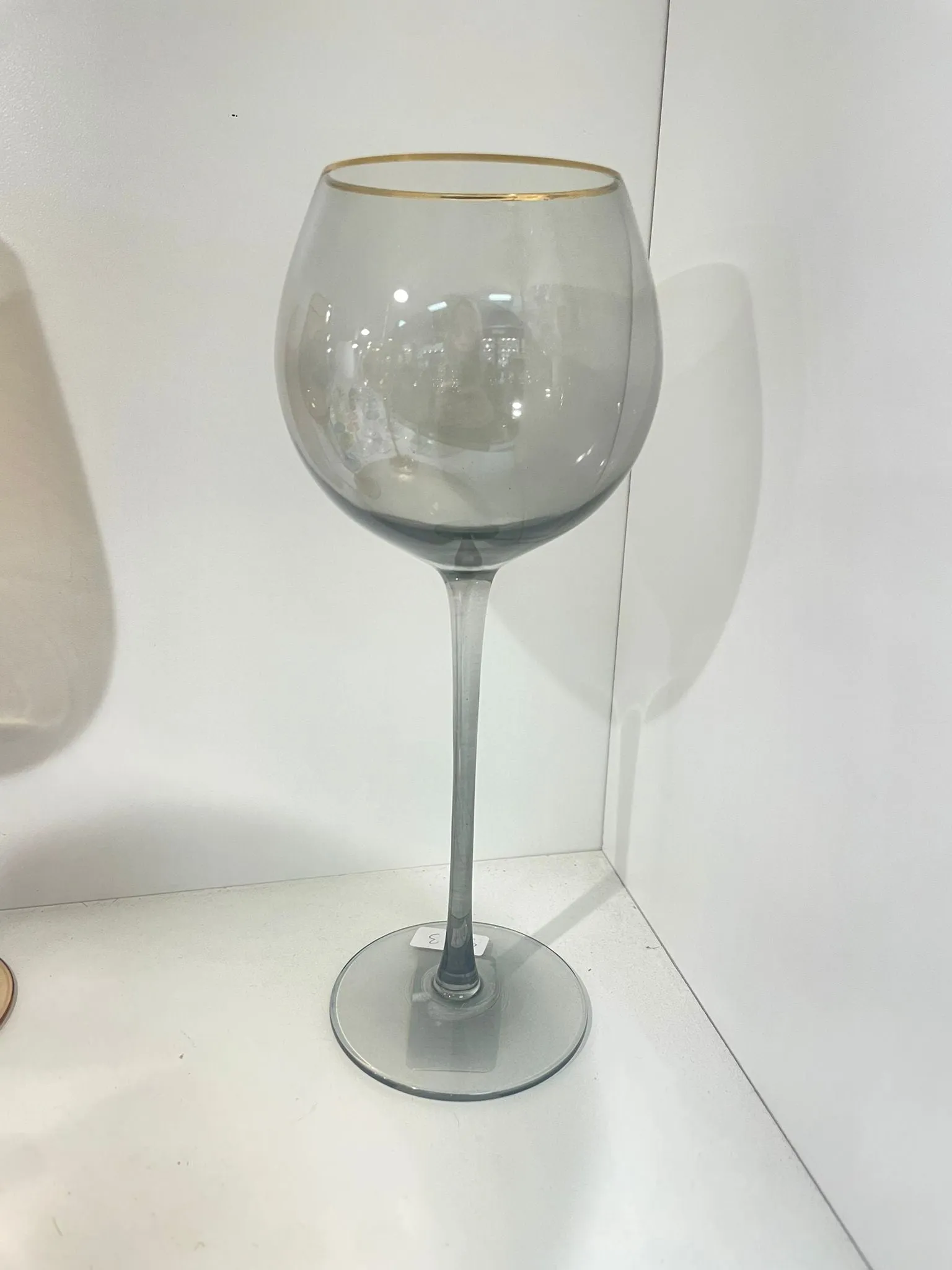 Grey wine glasses with gold rim Set of 6 - #71