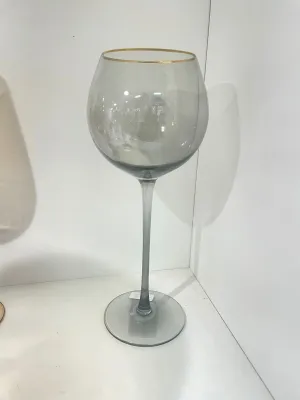 Grey wine glasses with gold rim Set of 6 - #71