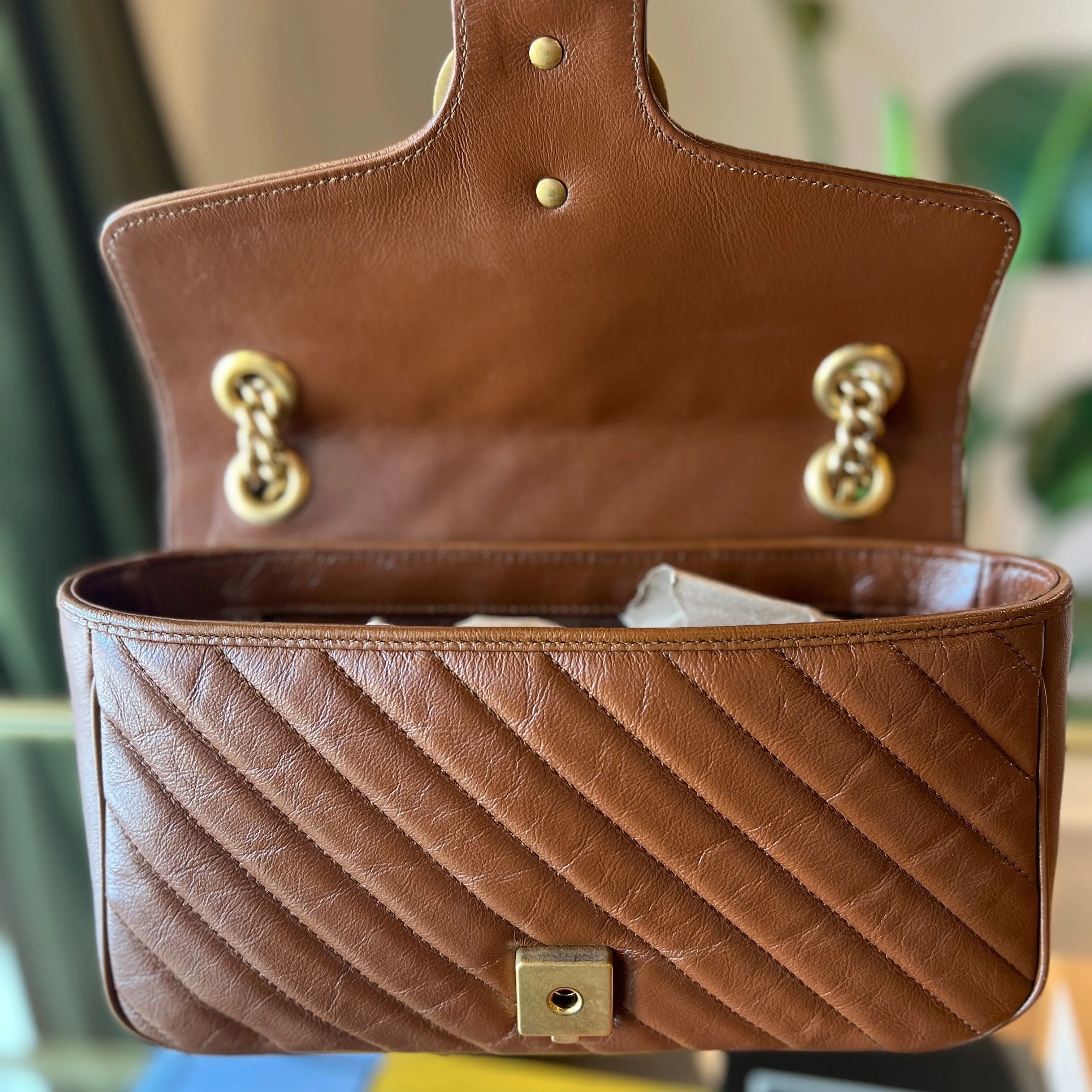 GUCCI Azalea Calfskin Matelasse Diagonal GG Marmont