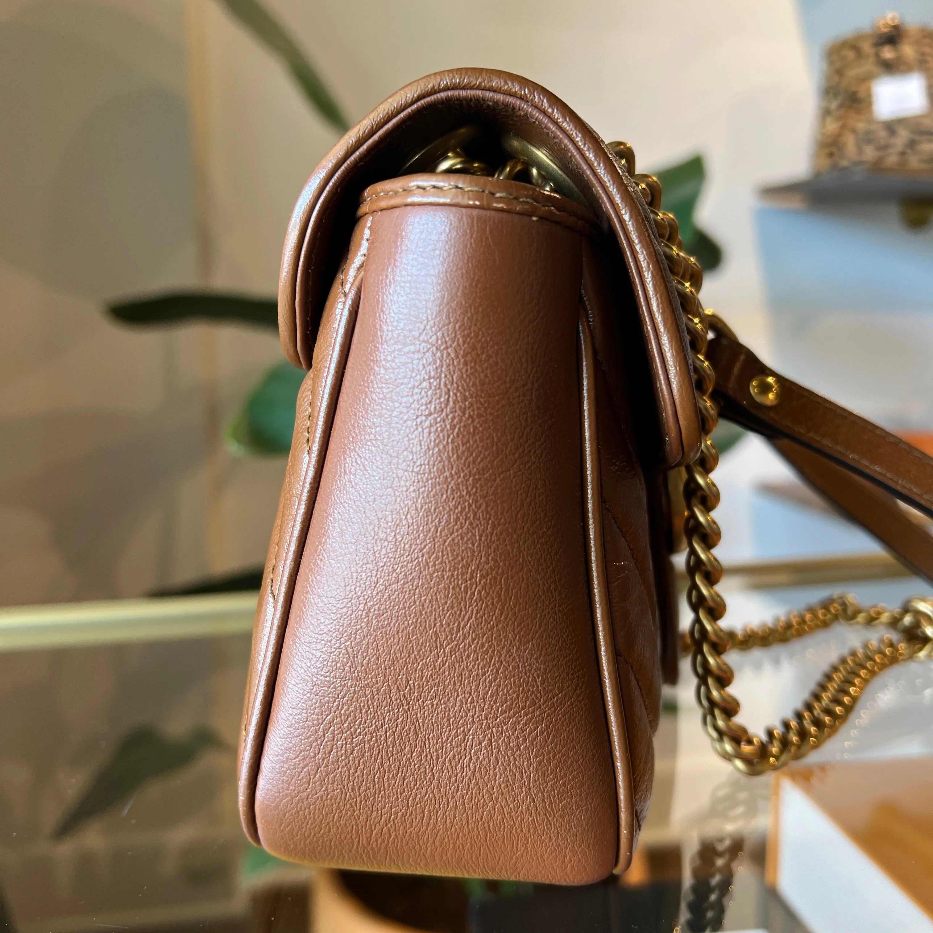 GUCCI Azalea Calfskin Matelasse Diagonal GG Marmont